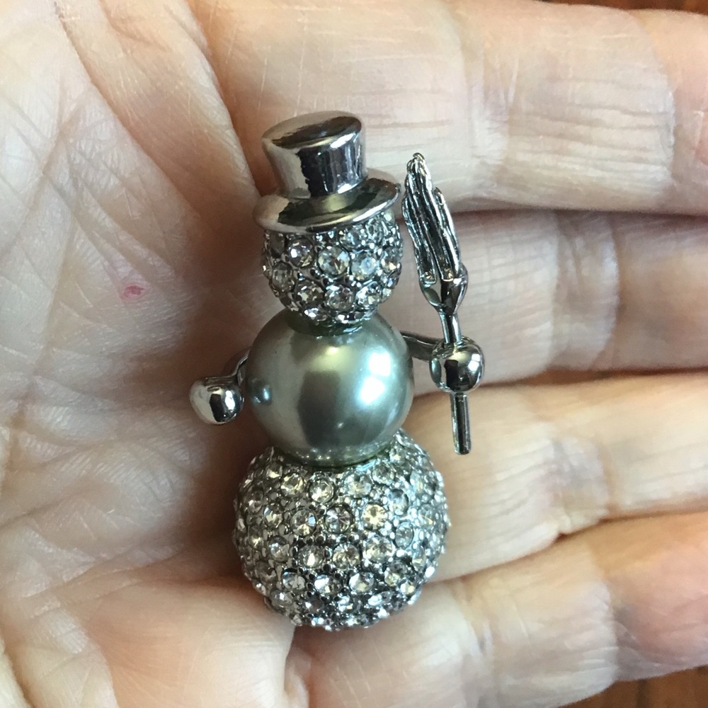 Elegant Silver Snowman Brooch